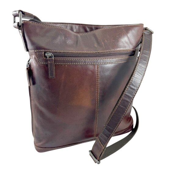 Jack Georges Voyager Messenger Crossbody Bag Distressed Brown Leather Unisex - Picture 5 of 8